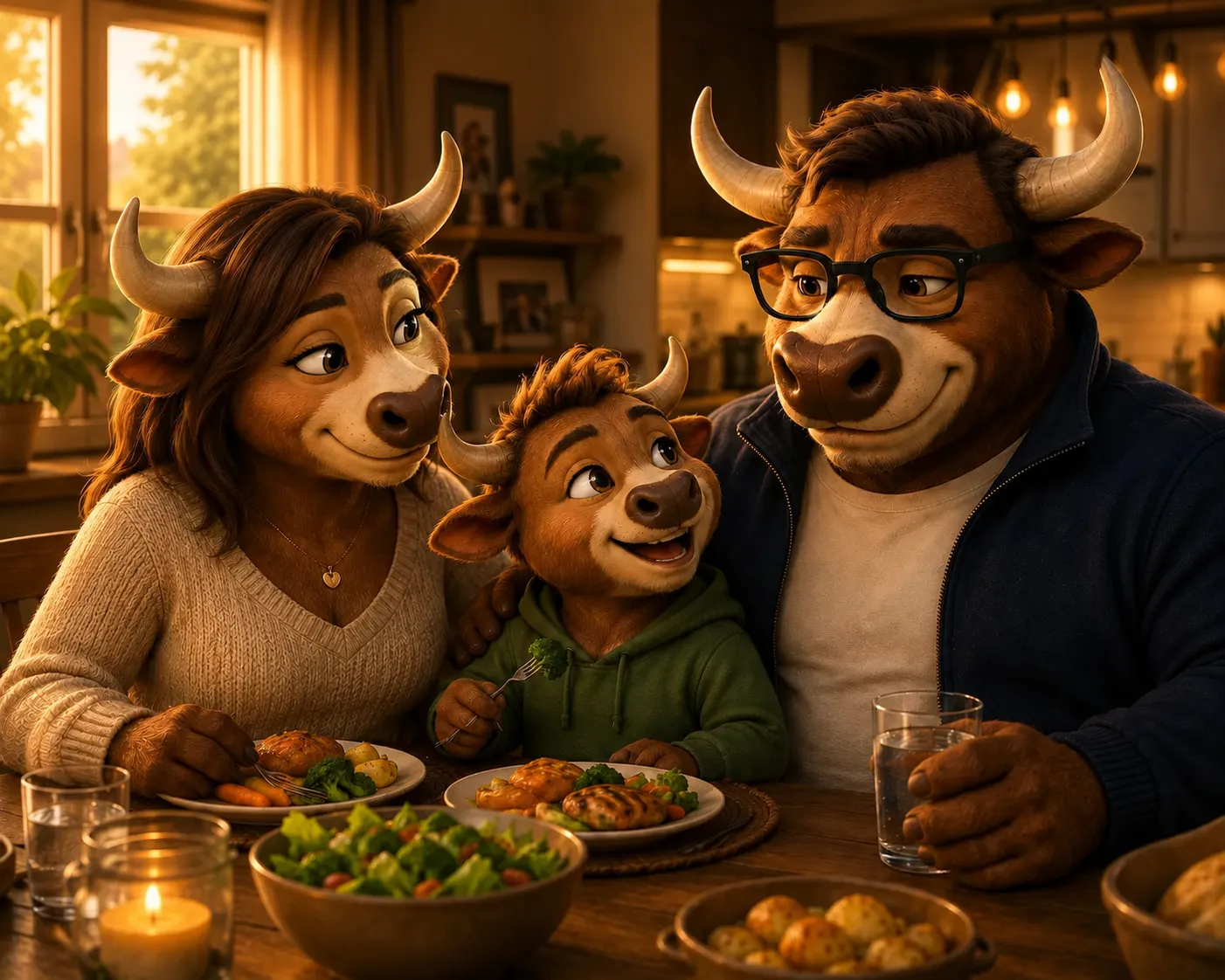 Victor at dinner with his family